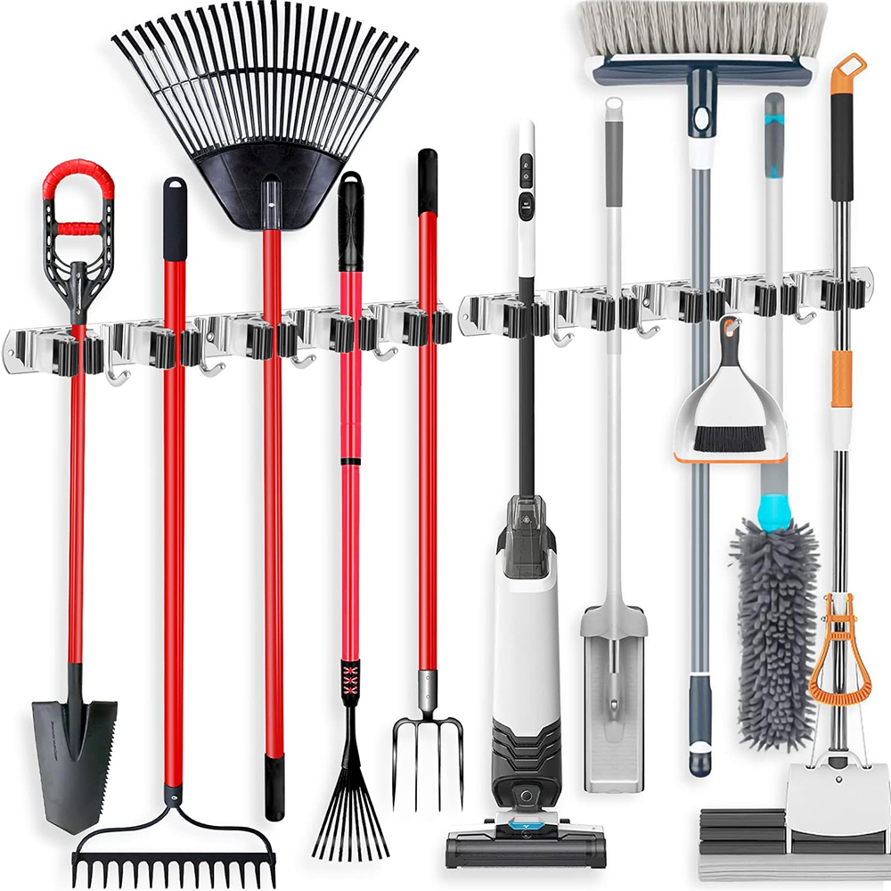 حامل مكنسة وممسحة من الفولاذ ا - مراجعة Gardening Tools Types وسعره